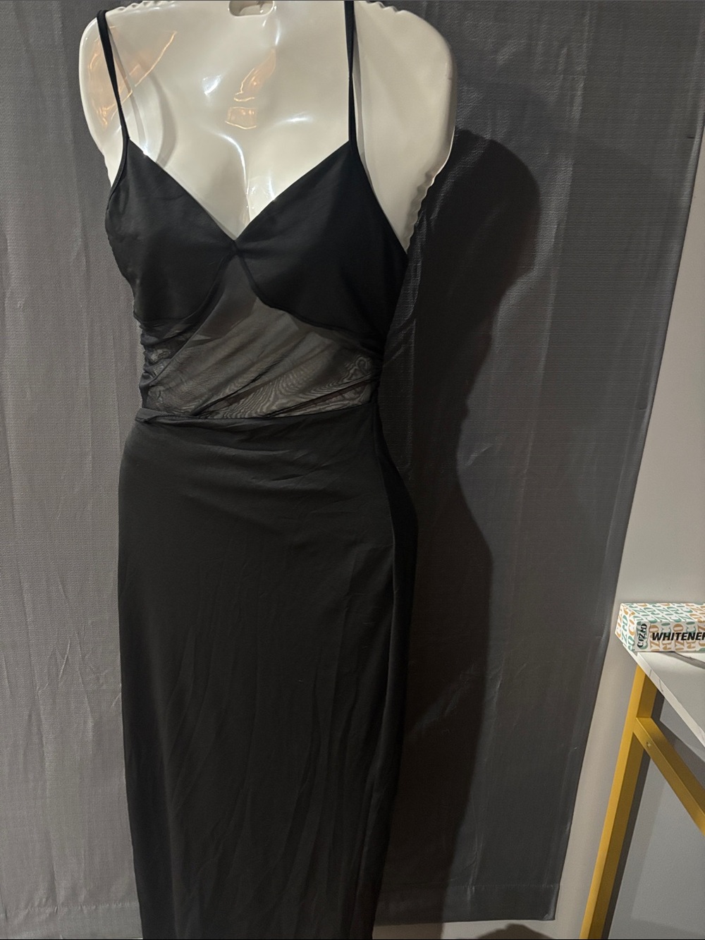 Black Sheer-Panel Slip Dress - Women Intimates